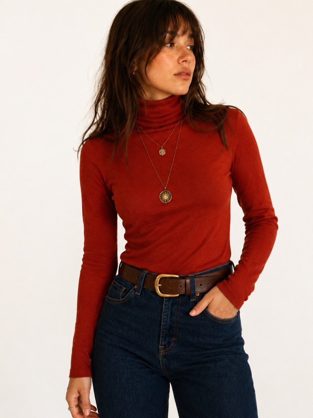 Vintage 70s Queen’s Way to Fashion Rust Turtleneck Sweater Top | Small